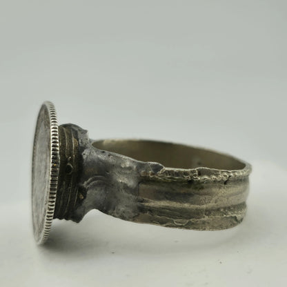 Antique Ethiopia Menelik II Birr Silver Coin Ring Size 6.25 Handmade Ethiopian