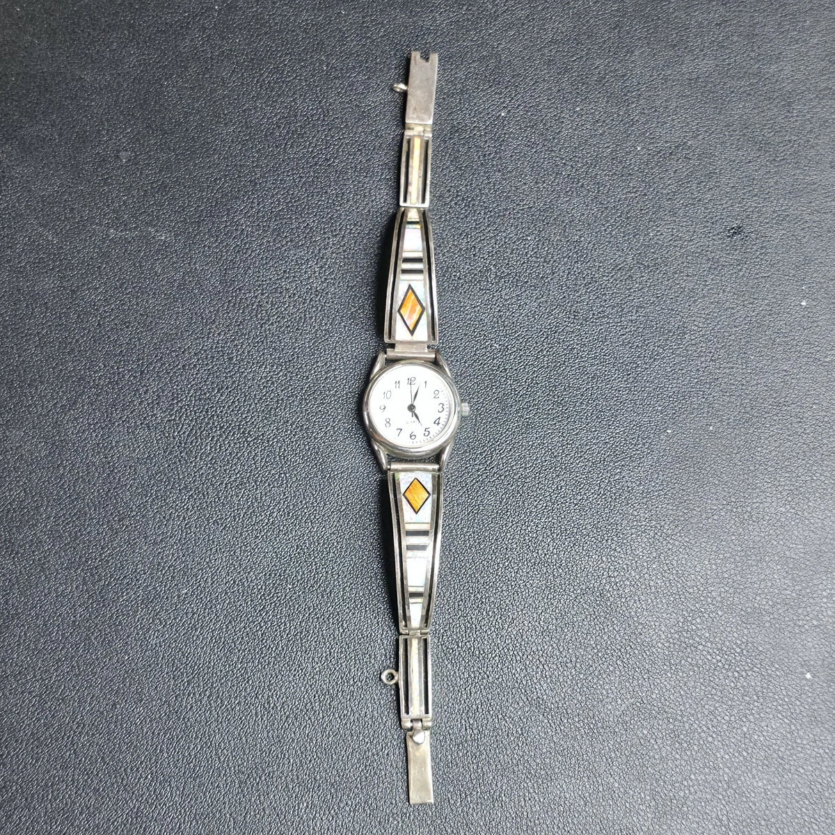Earl Plummer Navajo Sterling Silver Opal Inlay Watch Bracelet Native American