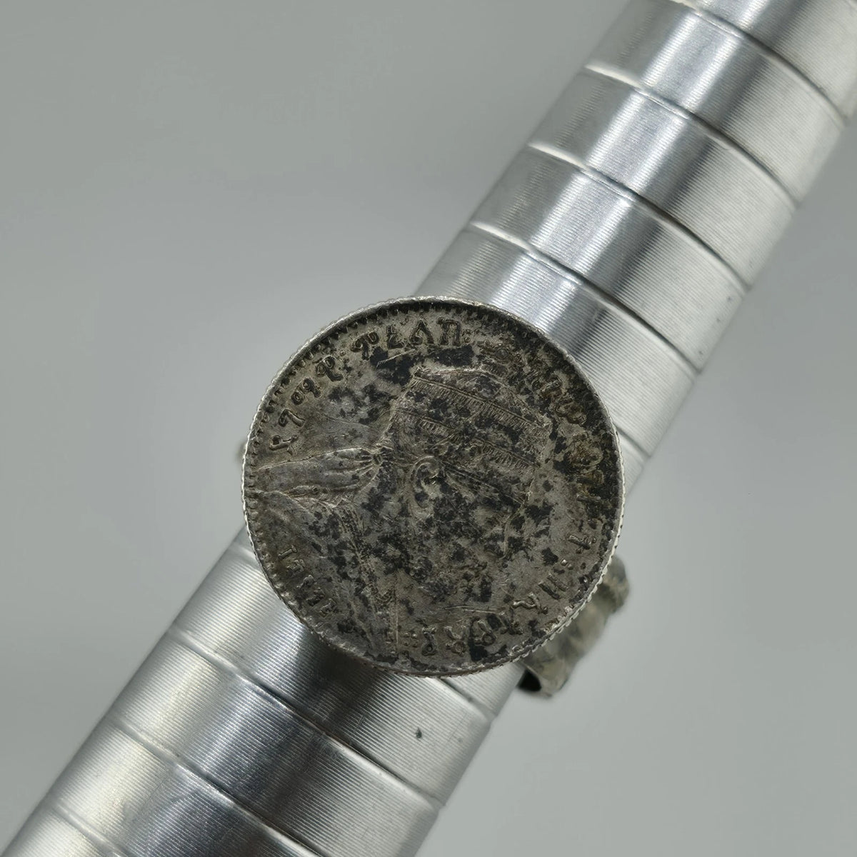 Antique Ethiopia Menelik II Birr Silver Coin Ring Size 6.25 Handmade Ethiopian