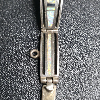 Earl Plummer Navajo Sterling Silver Opal Inlay Watch Bracelet Native American