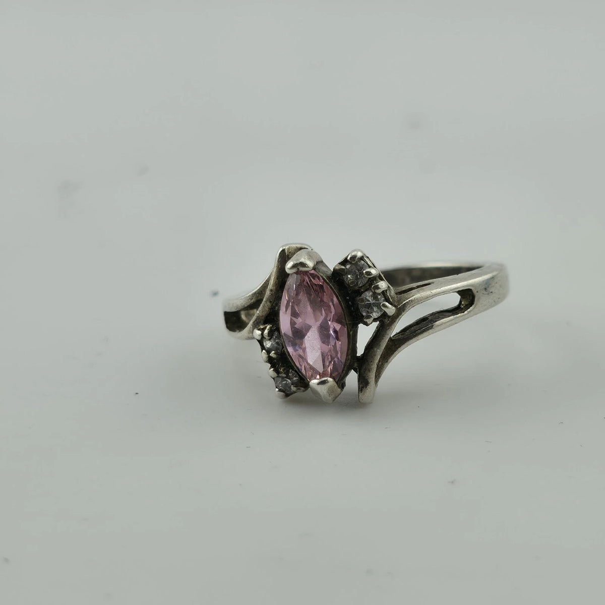 Sterling Silver 925 Marquise Cut Pink CZ Stone Ring Avon Size 8.75