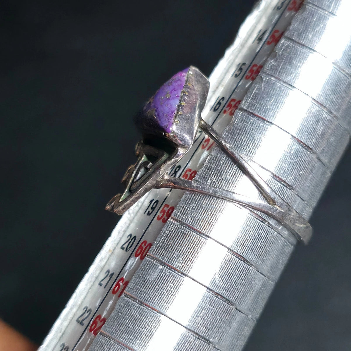Sterling Silver 925 Purple Triangle Trillion Stone Ring Sz 8