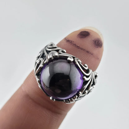 PANDORA Regal Dazzling Beauty Purple CZ Cabochon Sterling Silver Ring Sz 6