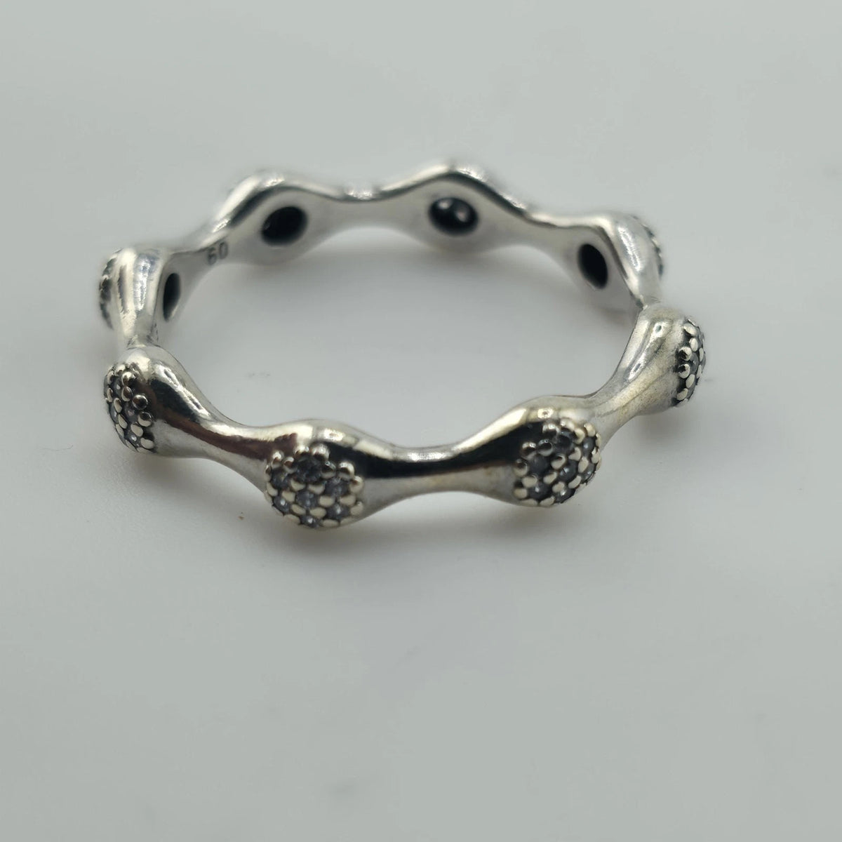 Pandora Pave LovePods Ring Size 9 Sterling Silver CZ Modern Designer 925 ALE