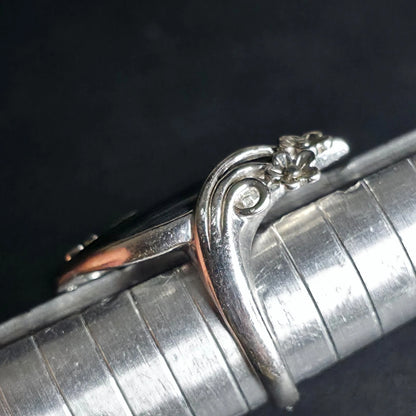 Sterling Silver Abalone Shell Ring Size 7 Rhodium Plated Flower Design BBJ 925