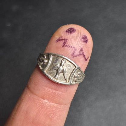 Creed C Sterling Silver Holy Spirit Angel Religious Ring Catholic Size 8 Vintage