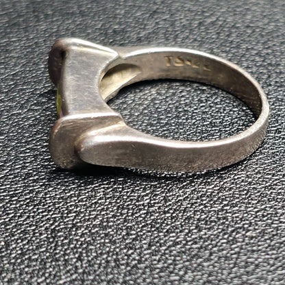 Mexican Sterling Silver Ring 3 Stone Bar Pink Green Purple Size 9