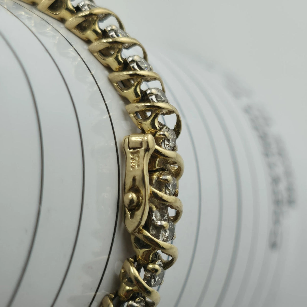14k Yellow Gold 1.50CT Round Cut Diamond "S" Link S Figure Tennis Bracelet 7"