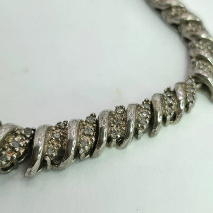 Vintage Heng Ngai 925 Sterling Silver V-Shape Necklace Genuine 1/2 Ct Diamond