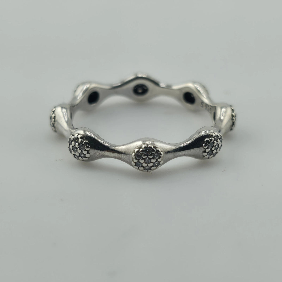 Pandora Pave LovePods Ring Size 9 Sterling Silver CZ Modern Designer 925 ALE