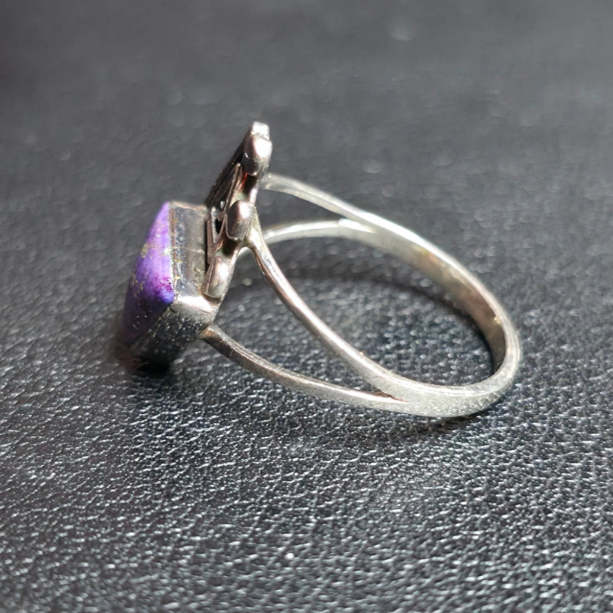Sterling Silver 925 Purple Triangle Trillion Stone Ring Sz 8