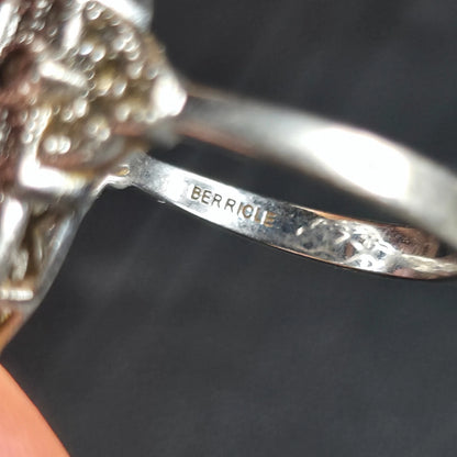 Berricle Sterling Silver 925 Emerald Cut Clear Stone Cocktail Ring Size 9