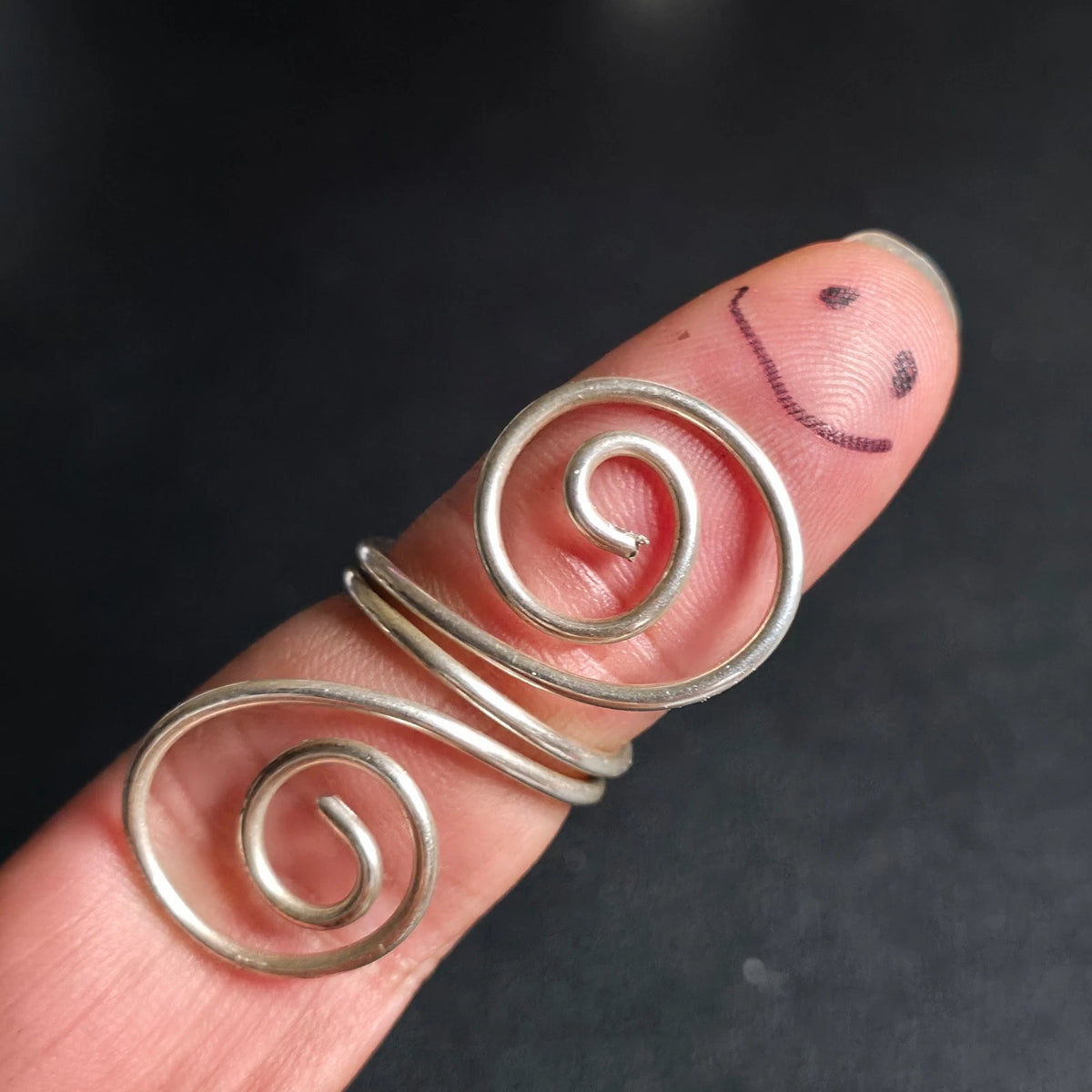 Sterling Silver Wire Swirl Ring Handmade Boho Size 9.5