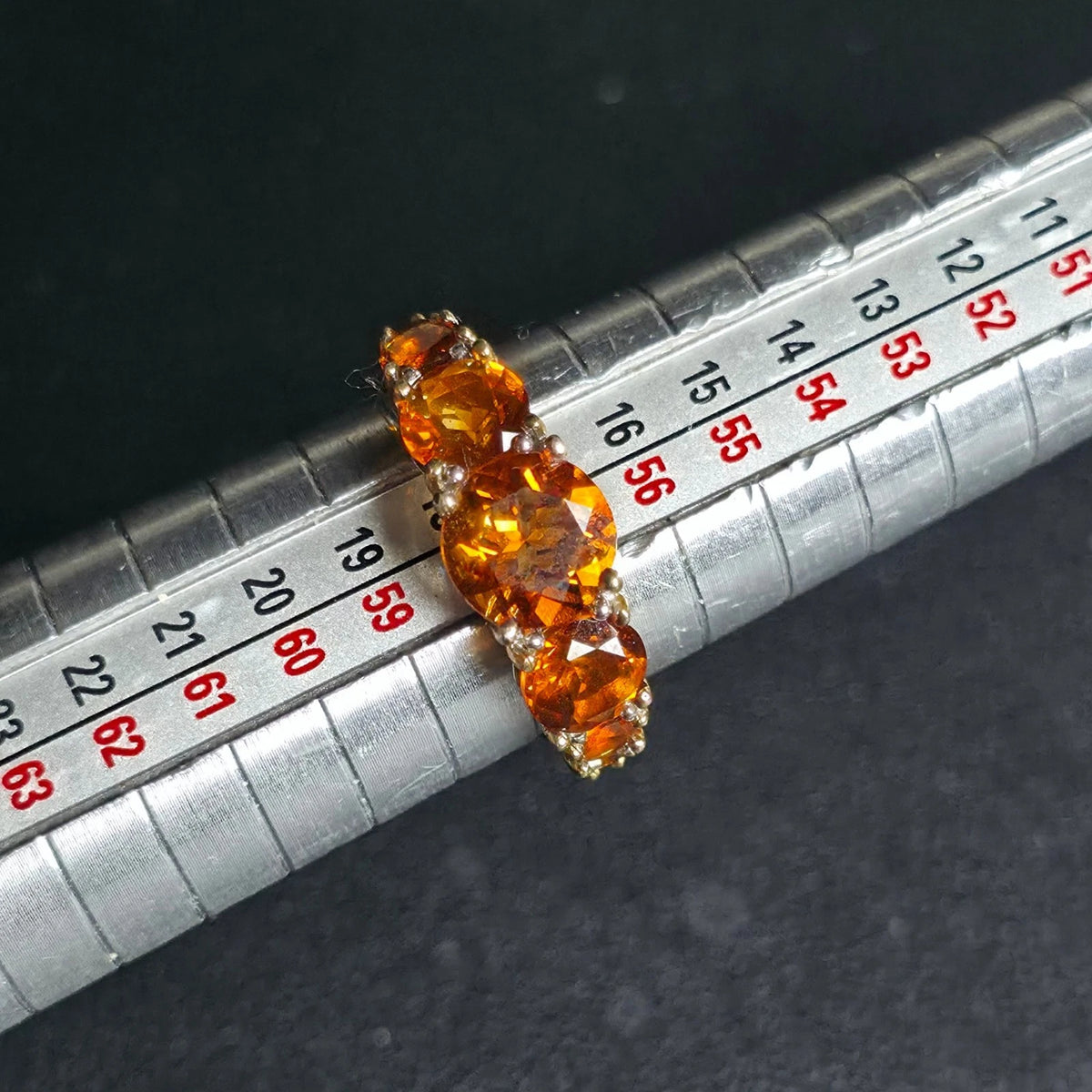 Sterling Silver Orange Stone Ring Size 8 Graduated Band Stamped 925 NH