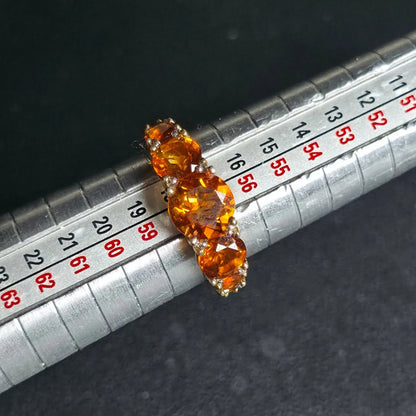 Sterling Silver Orange Stone Ring Size 8 Graduated Band Stamped 925 NH