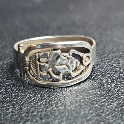 Sterling Silver Scarab Beetle Openwork Band Ring Sz 7 Egyptian Style