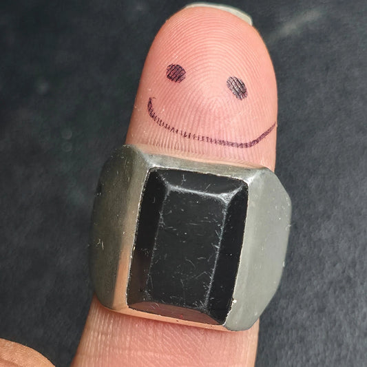 Sterling Silver Mens Black Rectangular Stone Ring Sz 11 Mexico