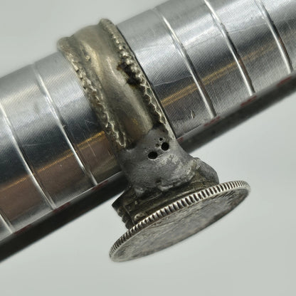 Antique Ethiopia Menelik II Birr Silver Coin Ring Size 6.25 Handmade Ethiopian