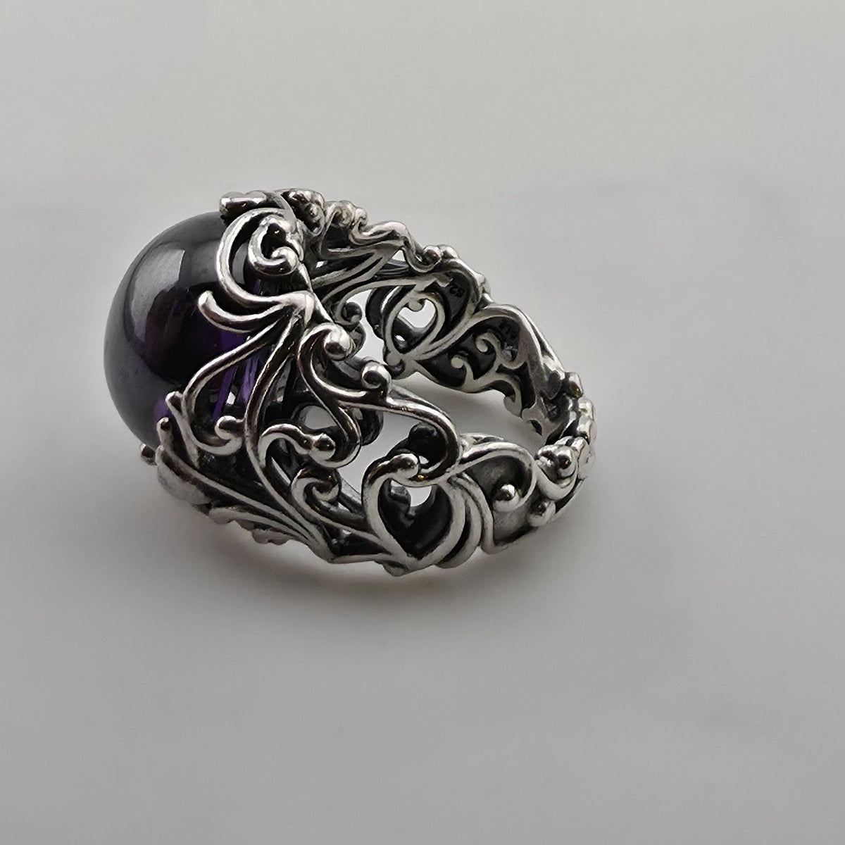 PANDORA Regal Dazzling Beauty Purple CZ Cabochon Sterling Silver Ring Sz 6