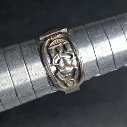 Sterling Silver Scarab Beetle Openwork Band Ring Sz 7 Egyptian Style