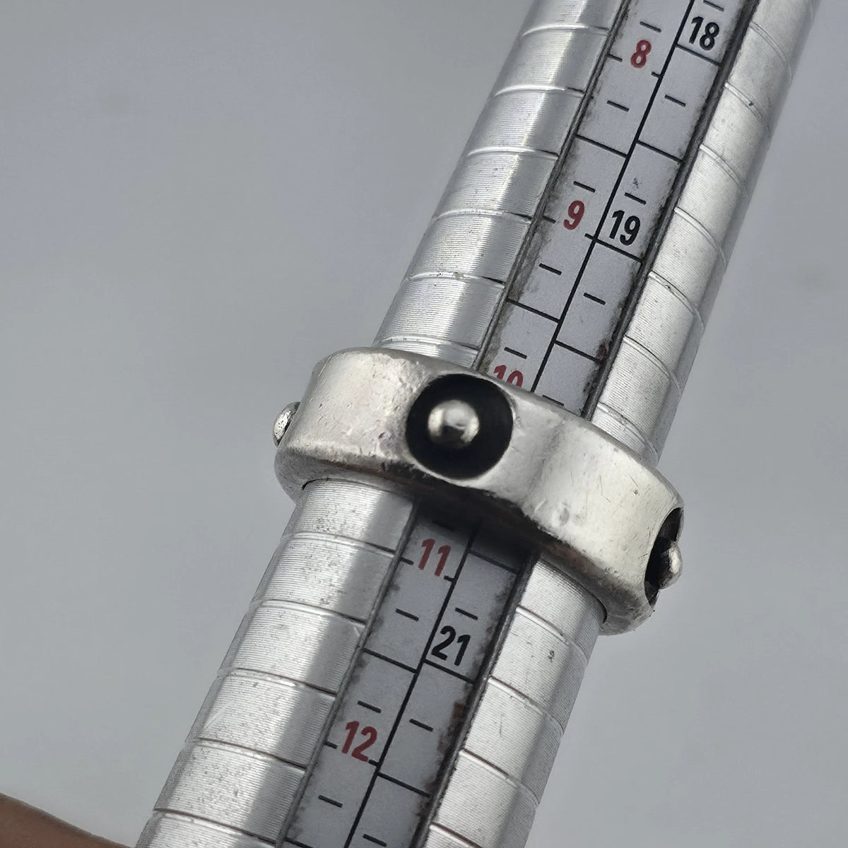 Sterling Silver Wide Band Ring Size 10.5 Oxidized Rivet Stud Modernist Unisex