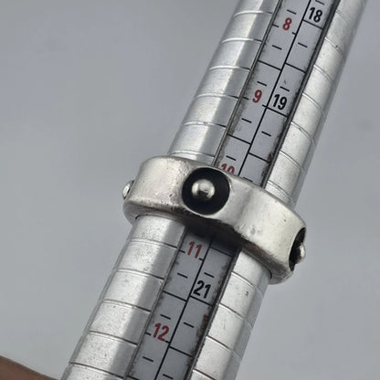 Sterling Silver Wide Band Ring Size 10.5 Oxidized Rivet Stud Modernist Unisex