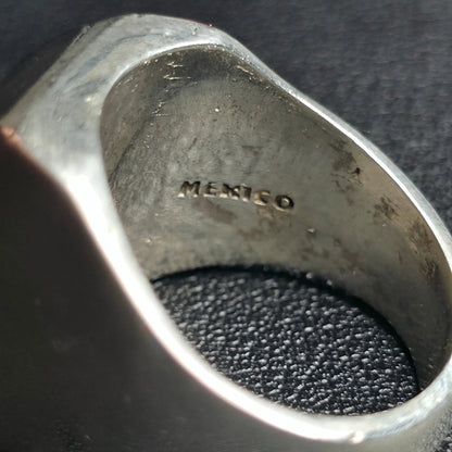 Sterling Silver Mens Black Rectangular Stone Ring Sz 11 Mexico