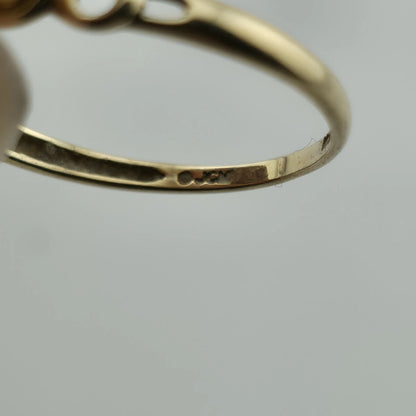 10K Yellow Gold Ring Heart Shaped Pink CZ Stone Size 7.5 1g Vintage