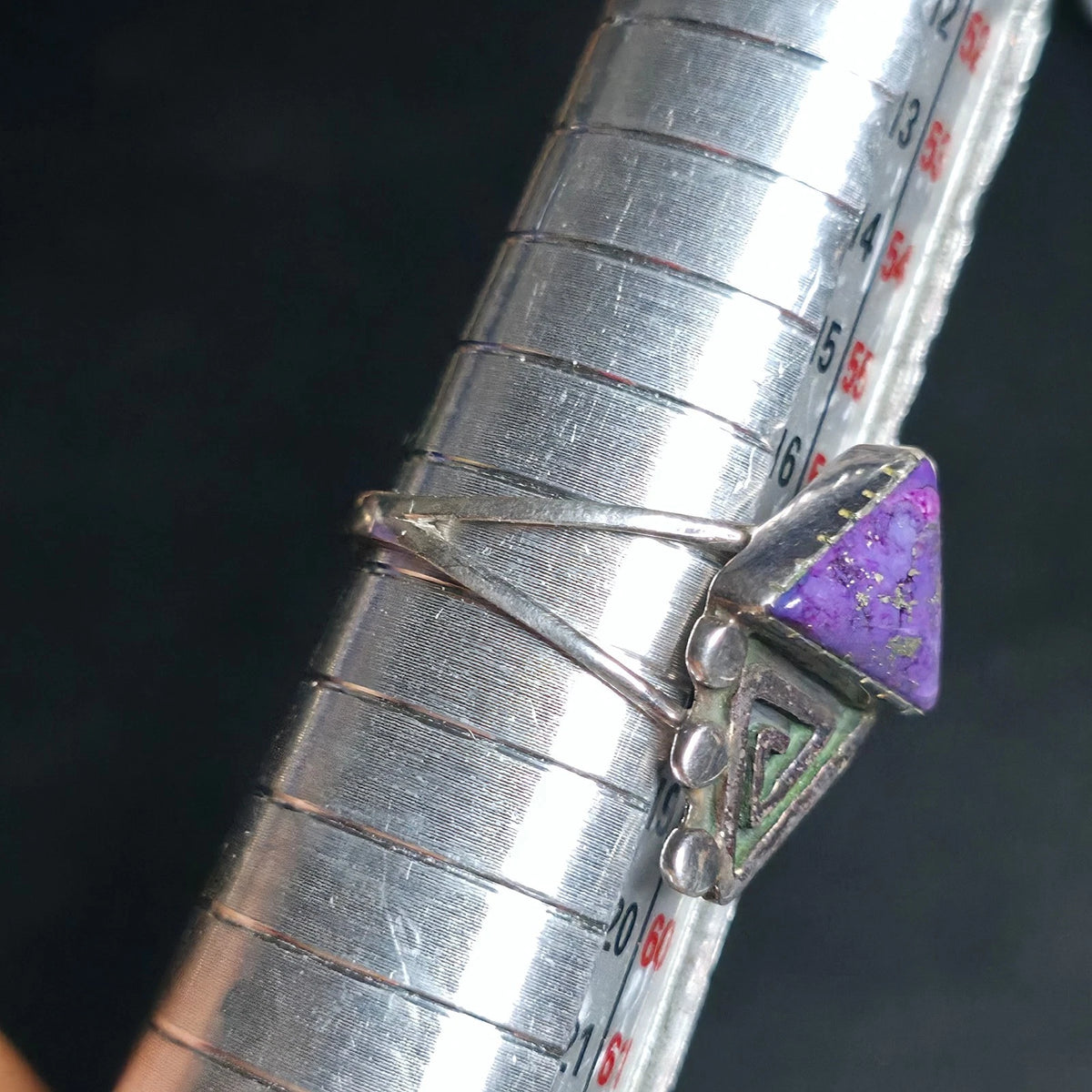 Sterling Silver 925 Purple Triangle Trillion Stone Ring Sz 8