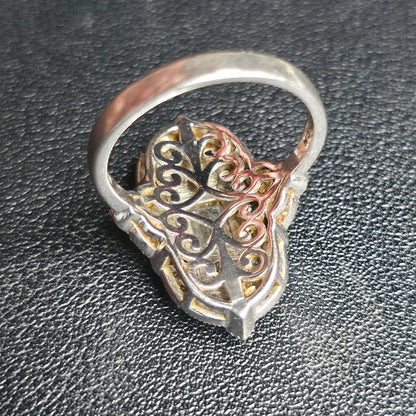 Berricle Sterling Silver 925 Emerald Cut Clear Stone Cocktail Ring Size 9