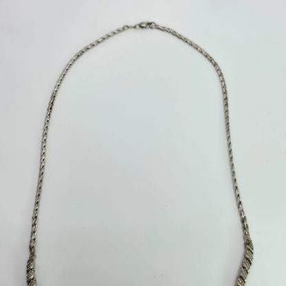 Vintage Heng Ngai 925 Sterling Silver V-Shape Necklace Genuine 1/2 Ct Diamond