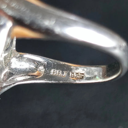Sterling Silver Abalone Shell Ring Size 7 Rhodium Plated Flower Design BBJ 925