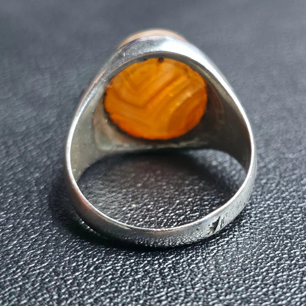 Sterling Silver Handmade Yemeni AQEEQ Kabadi Agate Ring Sz 7.75 Floral Band