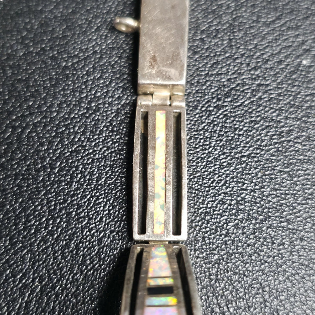 Earl Plummer Navajo Sterling Silver Opal Inlay Watch Bracelet Native American
