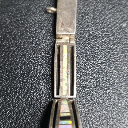 Earl Plummer Navajo Sterling Silver Opal Inlay Watch Bracelet Native American