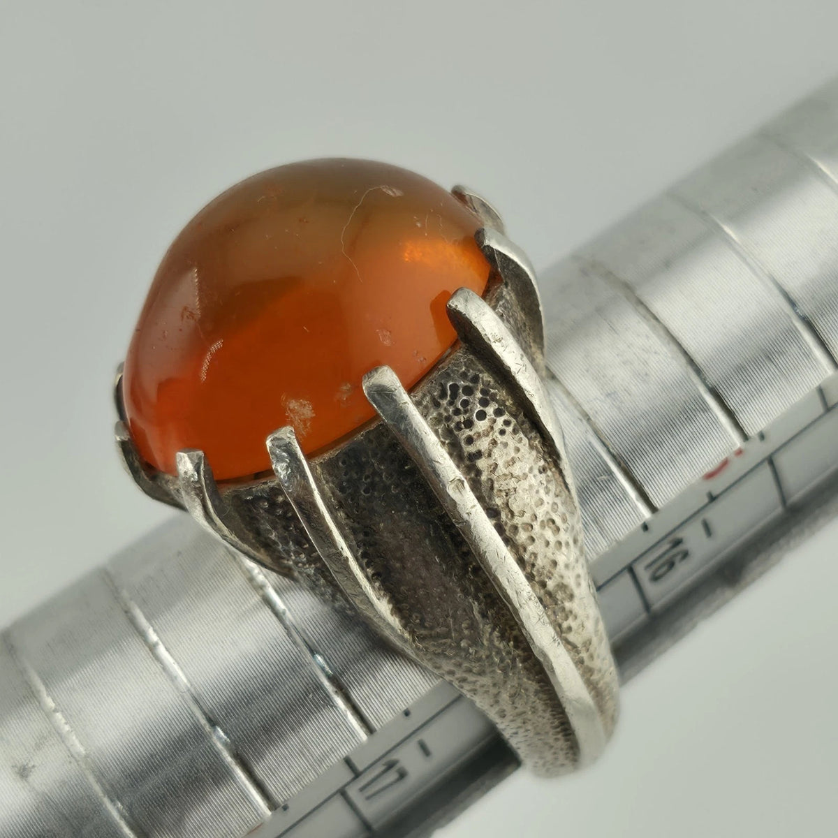 Vintage 925 Sterling Silver Carnelian Cocktail Ring Size 6 Gothic Jewelry