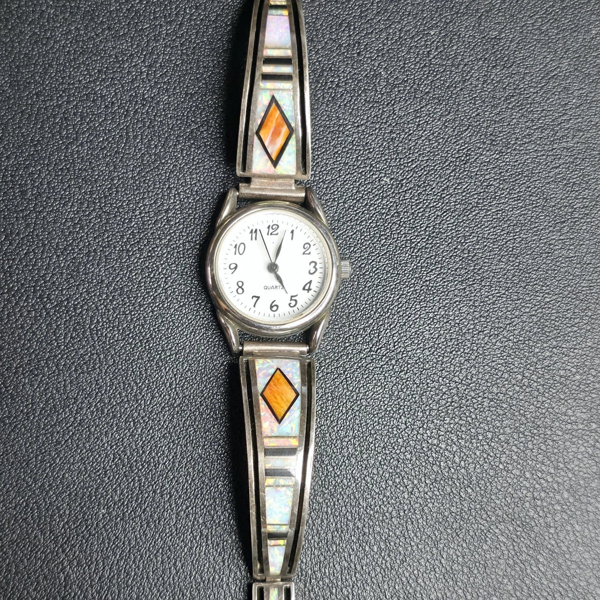 Earl Plummer Navajo Sterling Silver Opal Inlay Watch Bracelet Native American