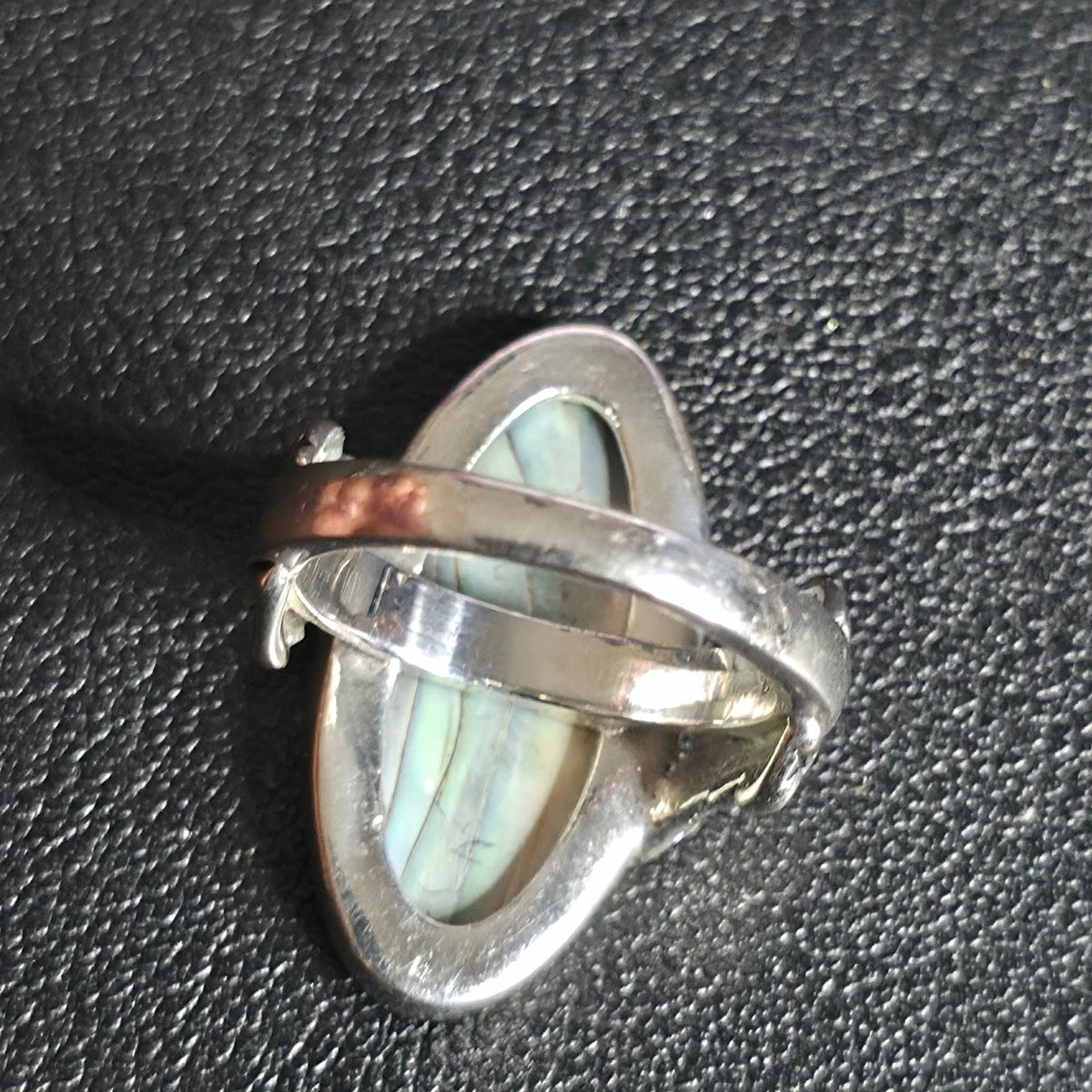 Sterling Silver Abalone Shell Ring Size 7 Rhodium Plated Flower Design BBJ 925