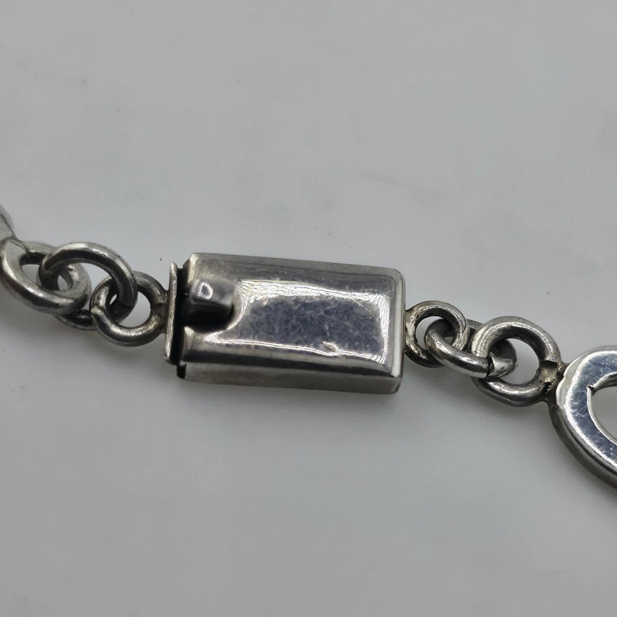 Vintage Sterling Silver 925 Mexico Geometric Cube Oval Link Necklace 80g 23"