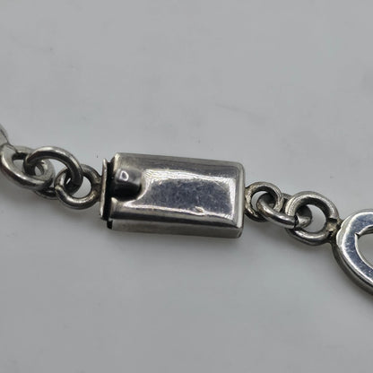Vintage Sterling Silver 925 Mexico Geometric Cube Oval Link Necklace 80g 23"