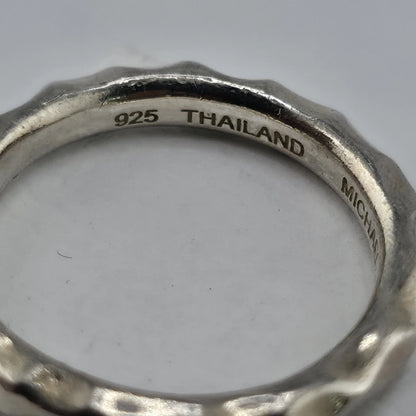 Michael Dawkins 925 Sterling Silver Hammered Organic Band Ring Size 7
