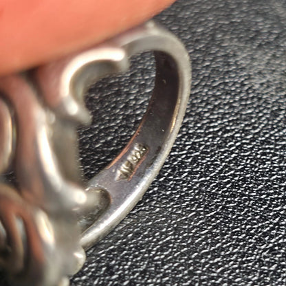 Sterling Silver 925 S Shape Cross Shins Style Ring Size 8 Scroll Flourish