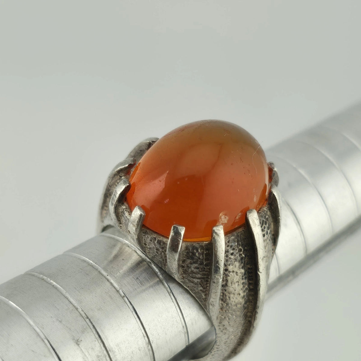Vintage 925 Sterling Silver Carnelian Cocktail Ring Size 6 Gothic Jewelry