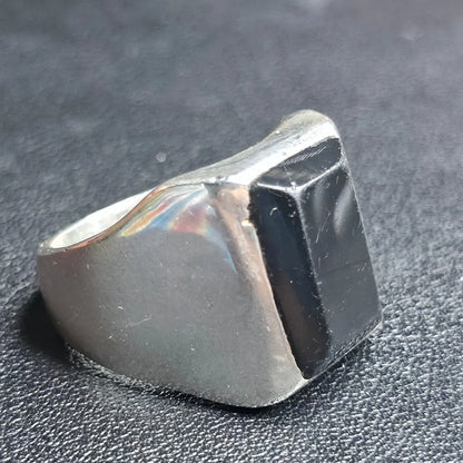 Sterling Silver Mens Black Rectangular Stone Ring Sz 11 Mexico