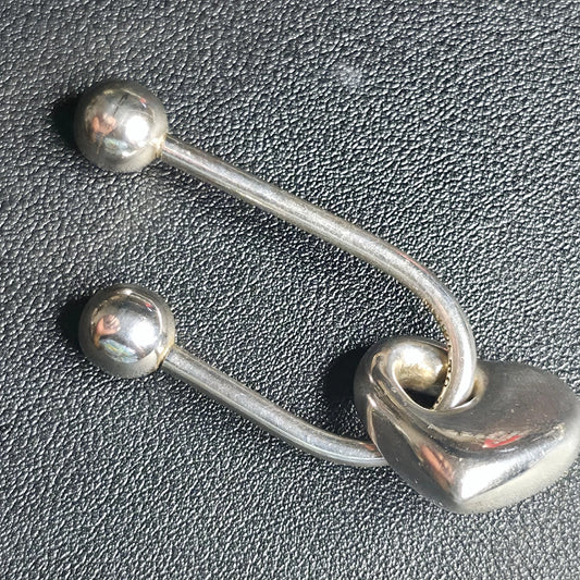 Sterling Silver Open Bypass Heart Ring Sz 6.5 Puffed Heart Ball Ends