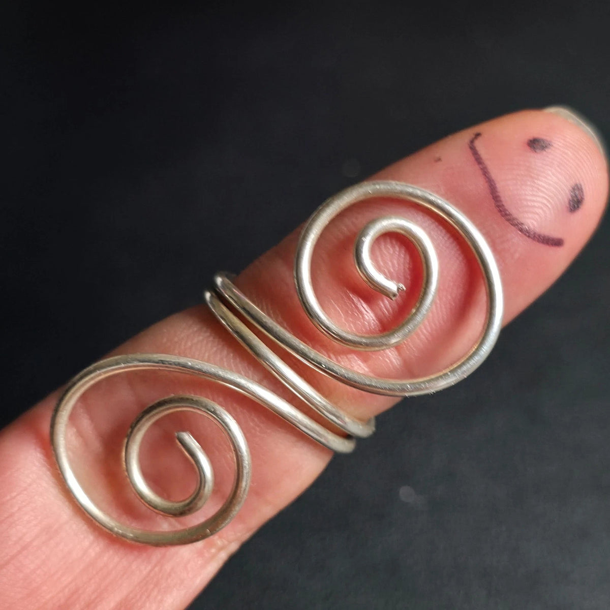 Sterling Silver Wire Swirl Ring Handmade Boho Size 9.5