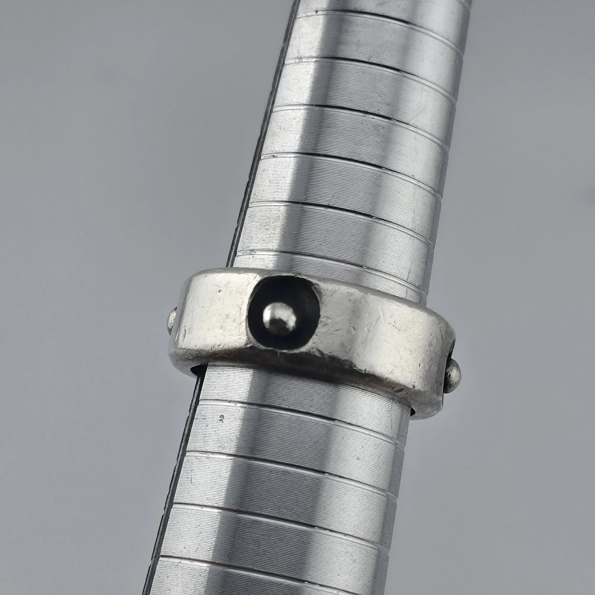 Sterling Silver Wide Band Ring Size 10.5 Oxidized Rivet Stud Modernist Unisex