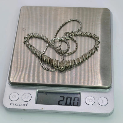 Vintage Heng Ngai 925 Sterling Silver V-Shape Necklace Genuine 1/2 Ct Diamond