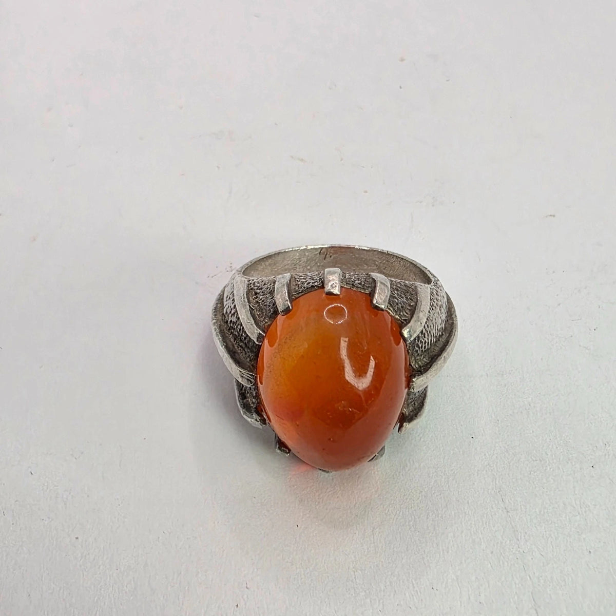 Vintage 925 Sterling Silver Carnelian Cocktail Ring Size 6 Gothic Jewelry