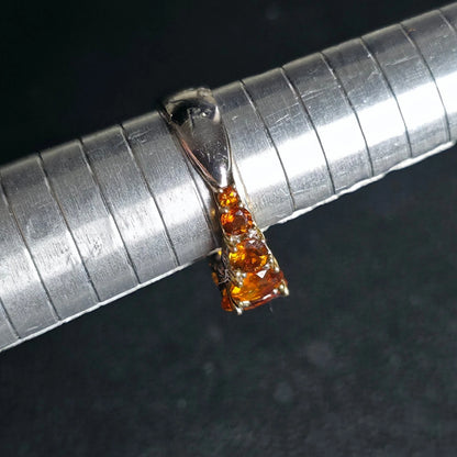 Sterling Silver Orange Stone Ring Size 8 Graduated Band Stamped 925 NH